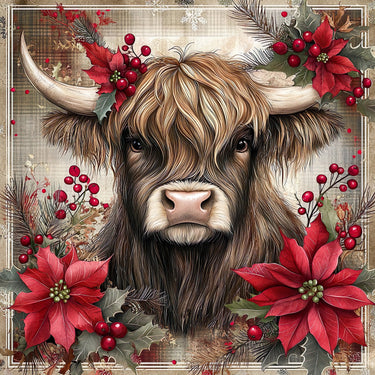 Christmas Highland Cow Sign, DCO-102172, Sign For Wreath, 10x10in Metal Sign